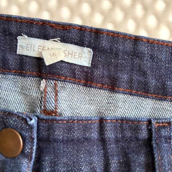 Eileen Fisher Slim Straight Jeans 16 32 Dark Wash Capsule Minimalist - Picture 5 of 5